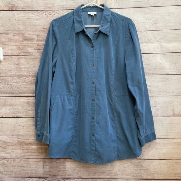 J JILL BABY WALE CORDUROY TUNIC TOP IN BLUE - Picture 1 of 5